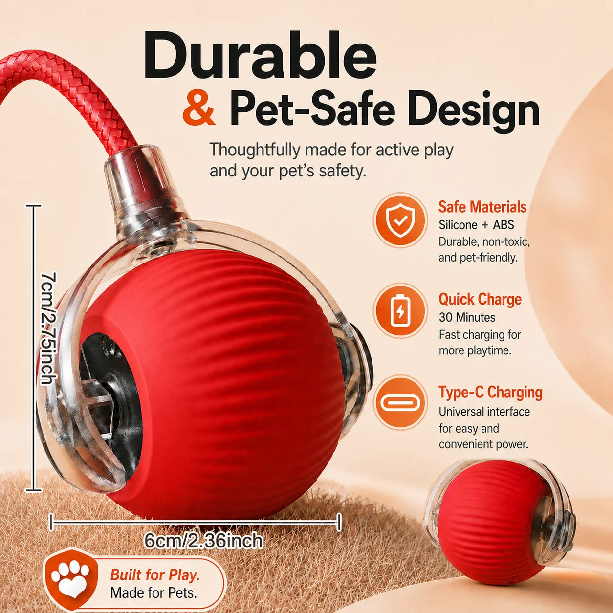 Smart Rolling Dog Ball Toy – Rechargeable Interactive Chase Ball